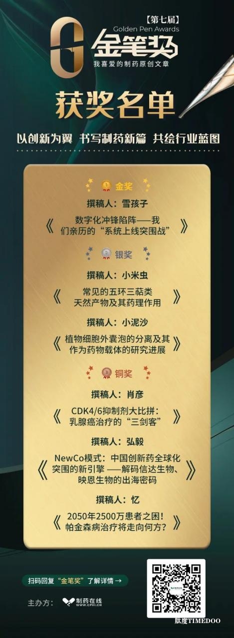 2025金筆獎(jiǎng)?wù)魑幕顒?dòng)獲獎(jiǎng)名單公布!為制藥原創(chuàng)寫手加油喝彩-肽度TIMEDOO